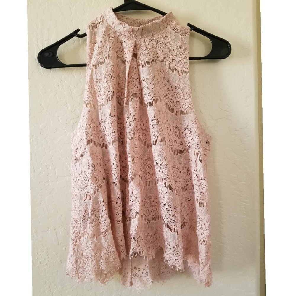 Blush colored lace blouse